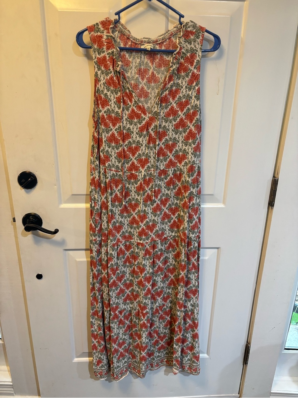 Max Studio Coral and Green Floral Maxi Dress